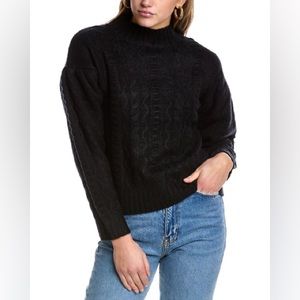 525 Airspun Mock neck puff sleeve cable knit sweater size small